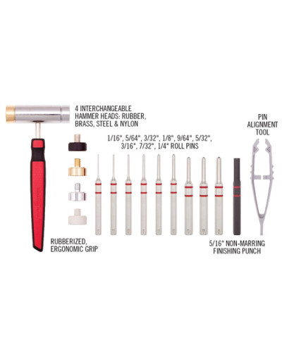Real Avid - Zestaw wybijaków z młotkiem Accu-Punch Hammer & Roll Pin Punch Set - AVHPS-RP