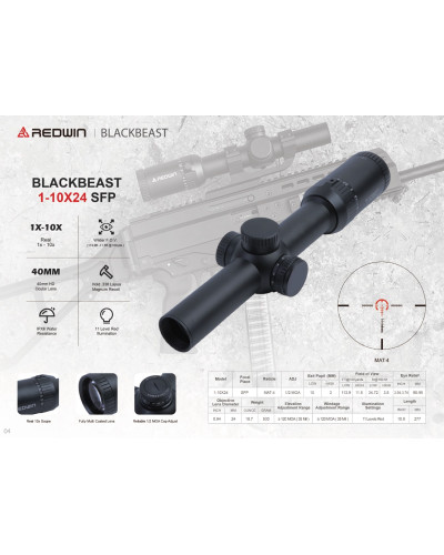 Luneta REDWIN BLACKBEAST 1-10x24 IR SFP
