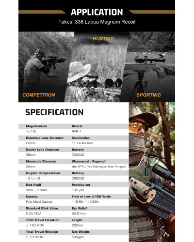 Luneta REDWIN WHITEEAGLE 1-10x28 FFP FDE