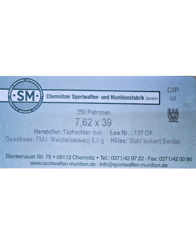 Amunicja SM kal. 7,62x39 mm  8g 123gr