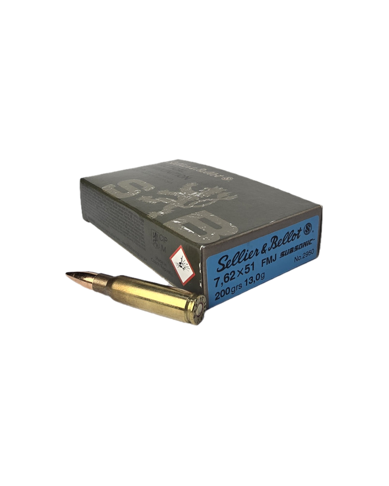 Amunicja S&B kal. 308 Win (7,62x51mm) Subsonic FMJ 13g 200gr