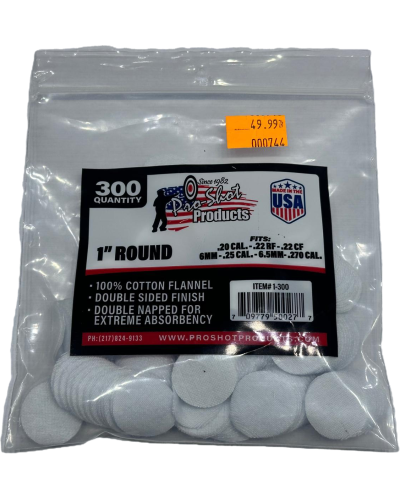 Pro-Shot Patche do czyszczenia okrągłe 1'' (.22-.270) 300szt. 1-300