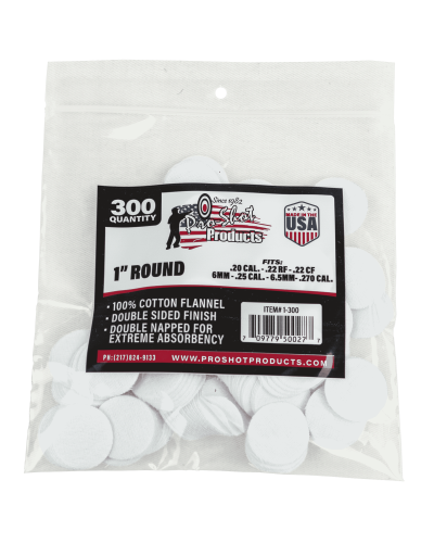 Pro-Shot Patche do czyszczenia okrągłe 1'' (.22-.270) 300szt. 1-300