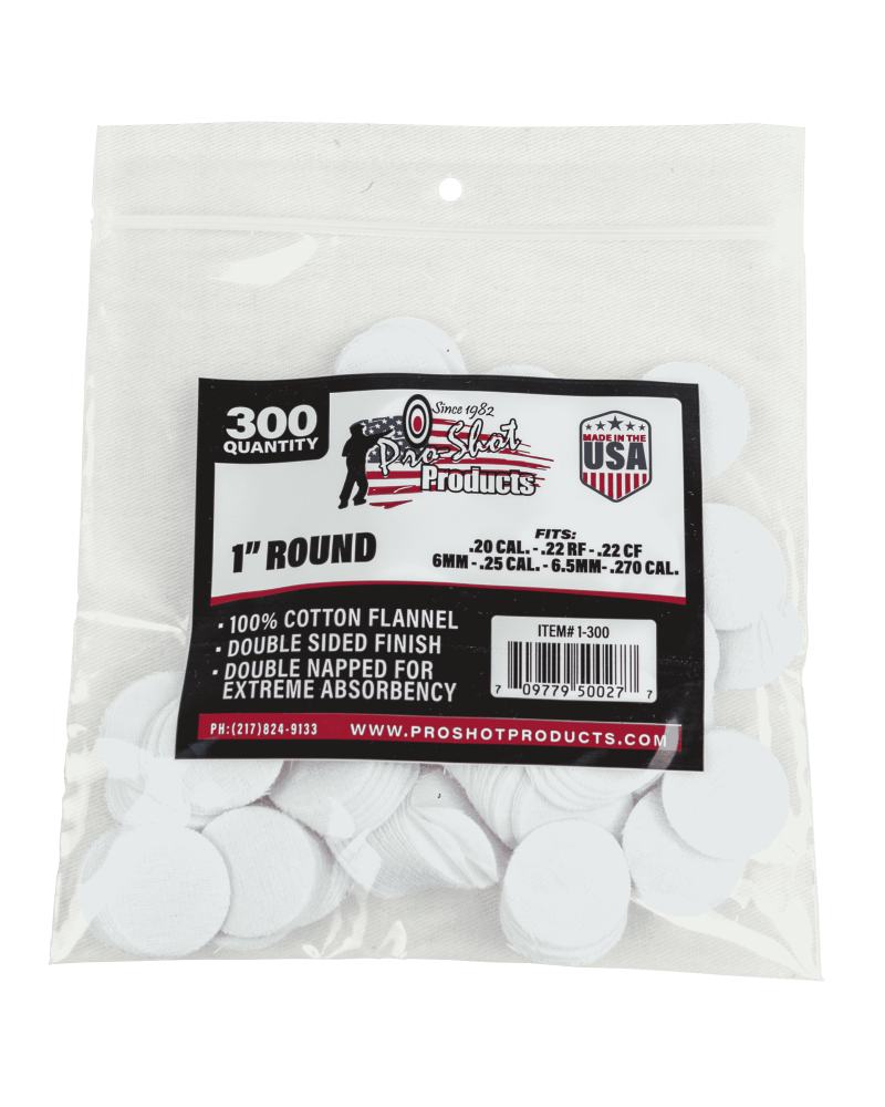 Pro-Shot Patche do czyszczenia okrągłe 1'' (.22-.270) 300szt. 1-300