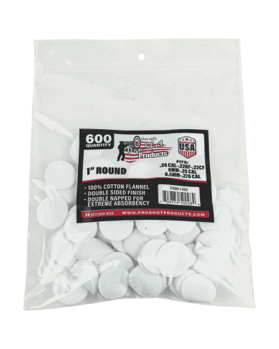 Pro-Shot Patche do czyszczenia okrągłe 1'' (.22-.270) 600szt. 1-600