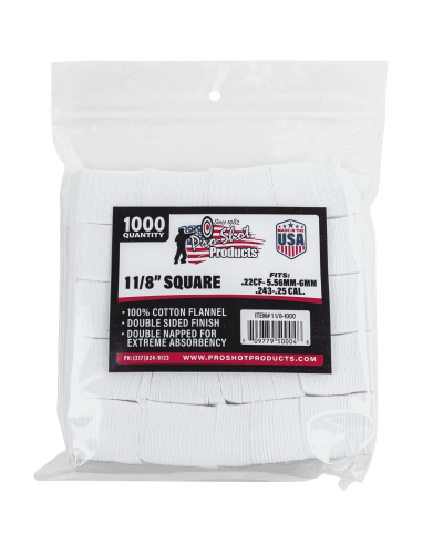 Pro-Shot Patche do czyszczenia kwadratowe 1-1/8'' (.22-.270) 1000szt. 11/8-1000