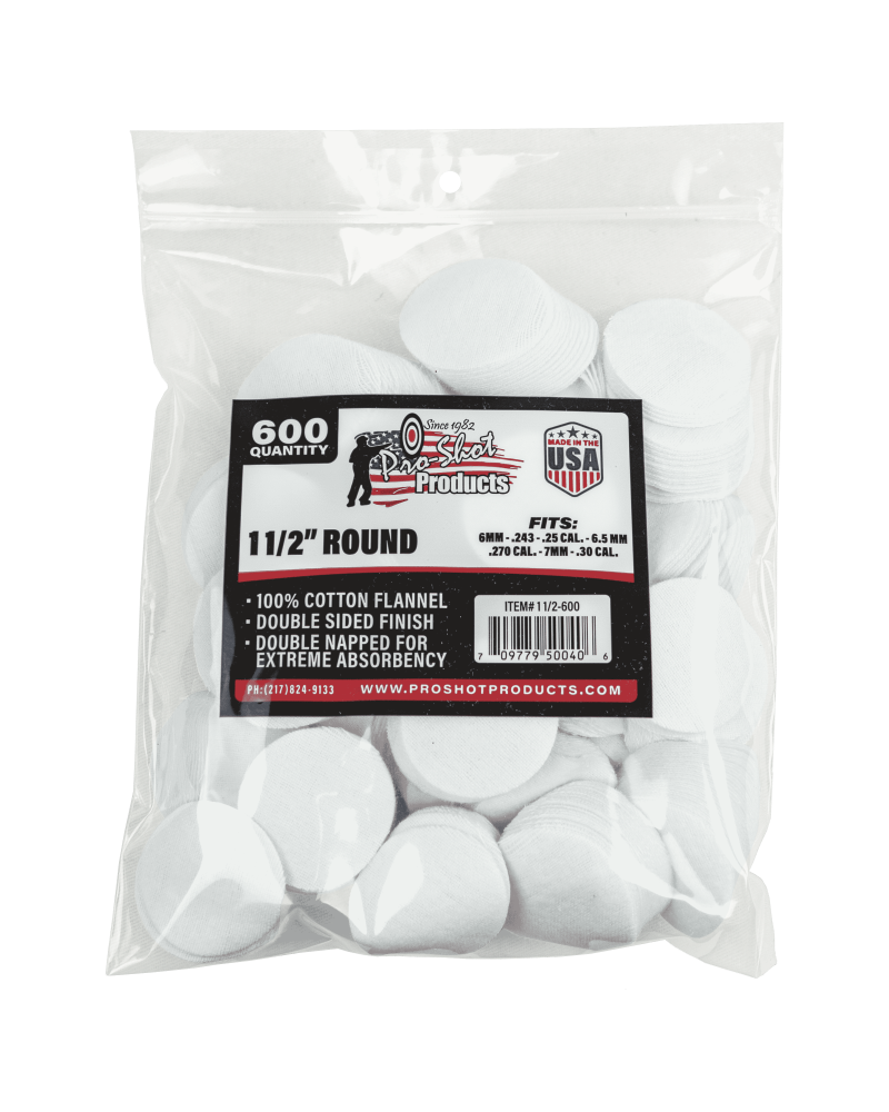 Pro-Shot Patche bawełniane okrągłe 1 1/2''(.30-6mm) 600szt. 11/2-600