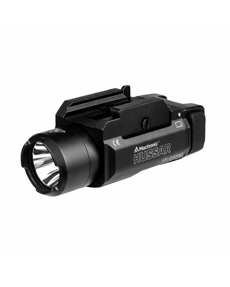 Latarki do broni krótkiej HUSSAR , Mactronic , 1050 lm , Dual Source System (2xCR123A/2X16340 Li-Ion 3,6V 850 mAh) zestaw (2xbat