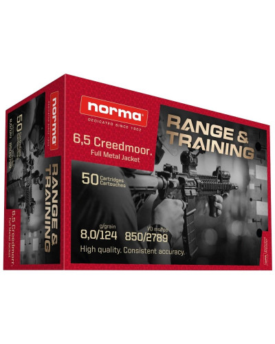 Amunicja Norma kal.6,5 Creedmoor FMJ Range&Training  8g (124gr)