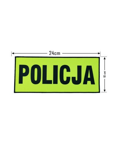 Duży rzep odblaskowy jaskrawy "POLICJA" na kamizelkę