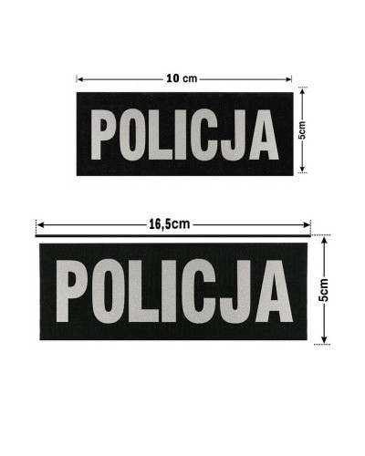 Rzepy odblaskowe "POLICJA" na kamizelkę (komplet) czarne