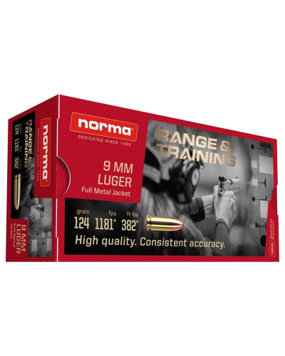 Amunicja Norma CTG kal.9x19mm FMJ  8g (124gr) 1000szt.